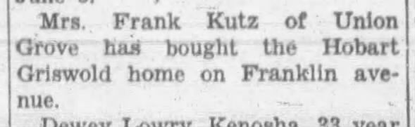 Mrs. Frank Kutz buys home